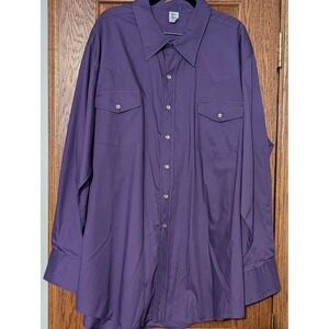 Vintage Malco Modes Purple Western Snap Front Long‎ Sleeve Shirt Size 20 36
